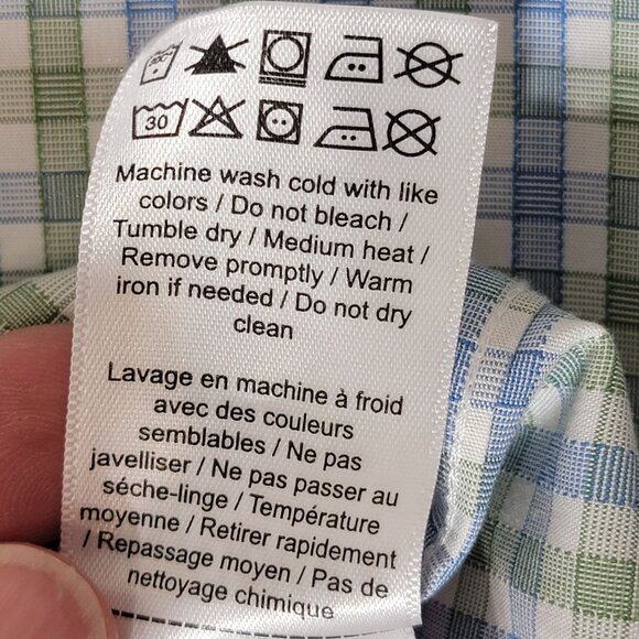 Untuckit Dubois Mens Large Wrinkle Free Button Up Shirt Blue Green Plaid LS - Picture 7 of 9